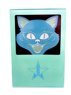 Jeffree Star Teal Box with Blue Cat Artwork and Pink Accents